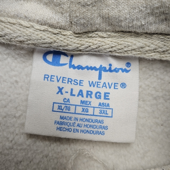 VTG Champion Hoodie Sweatshirt Reverse Weave XL Oxford Gray Blank Heavy - Picture 6 of 7